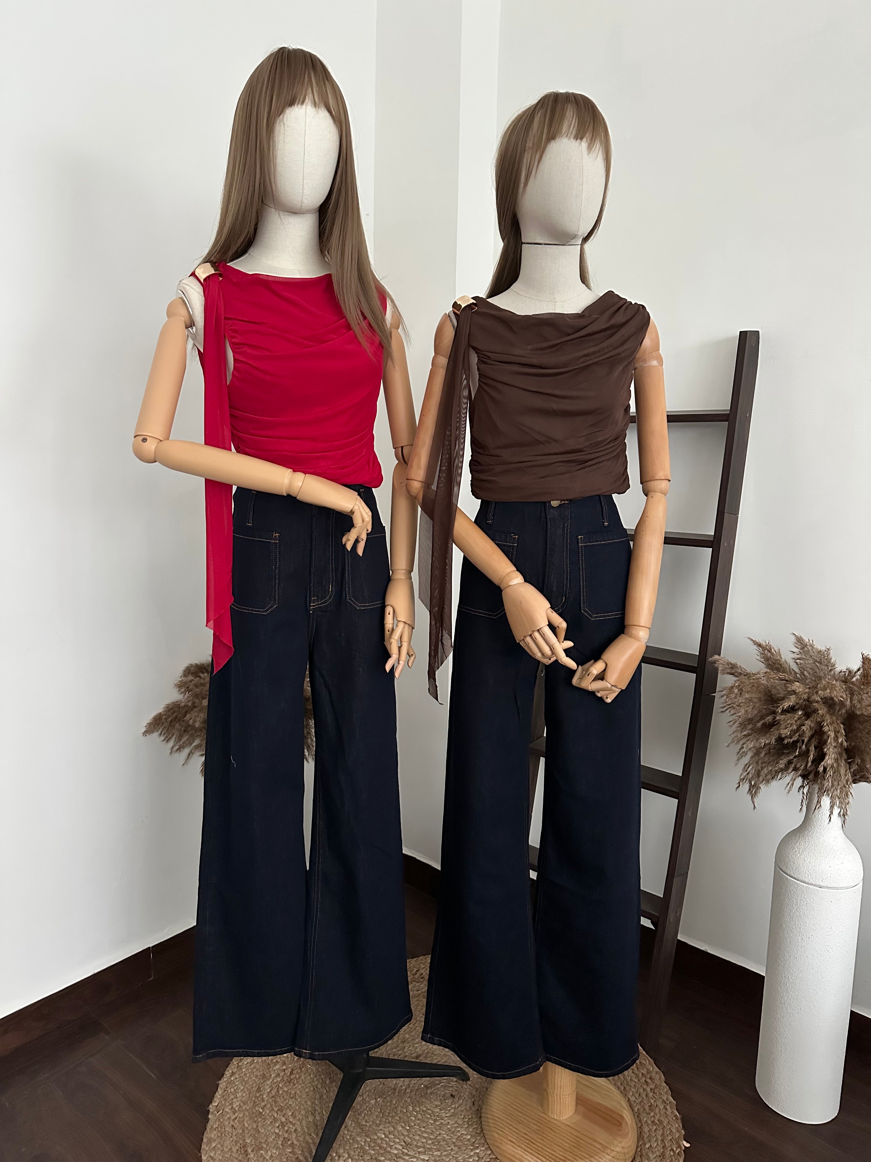 Blusa mesh con listón