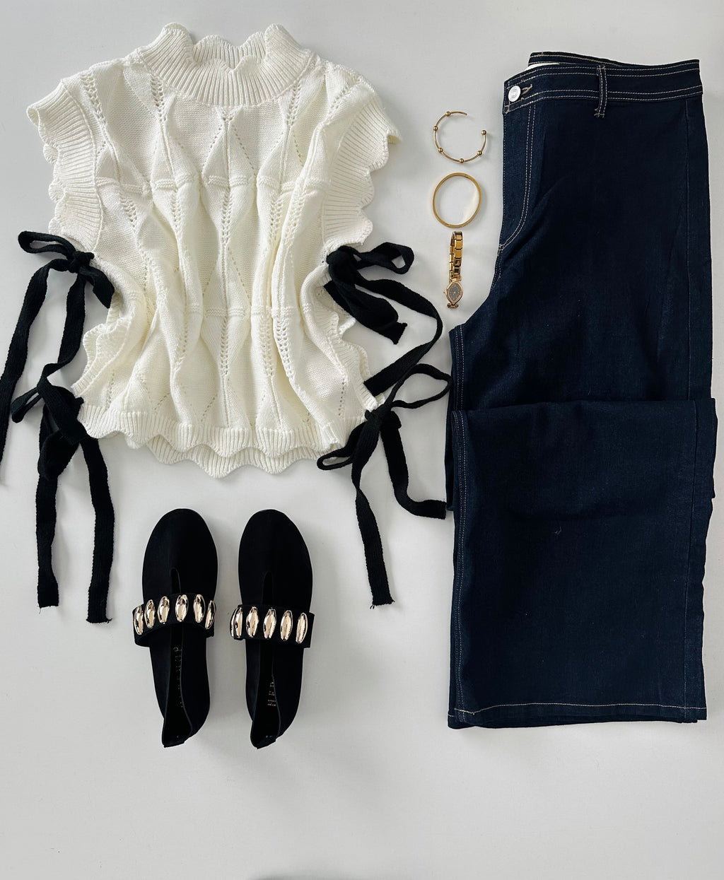 Chaleco tejido c/listones