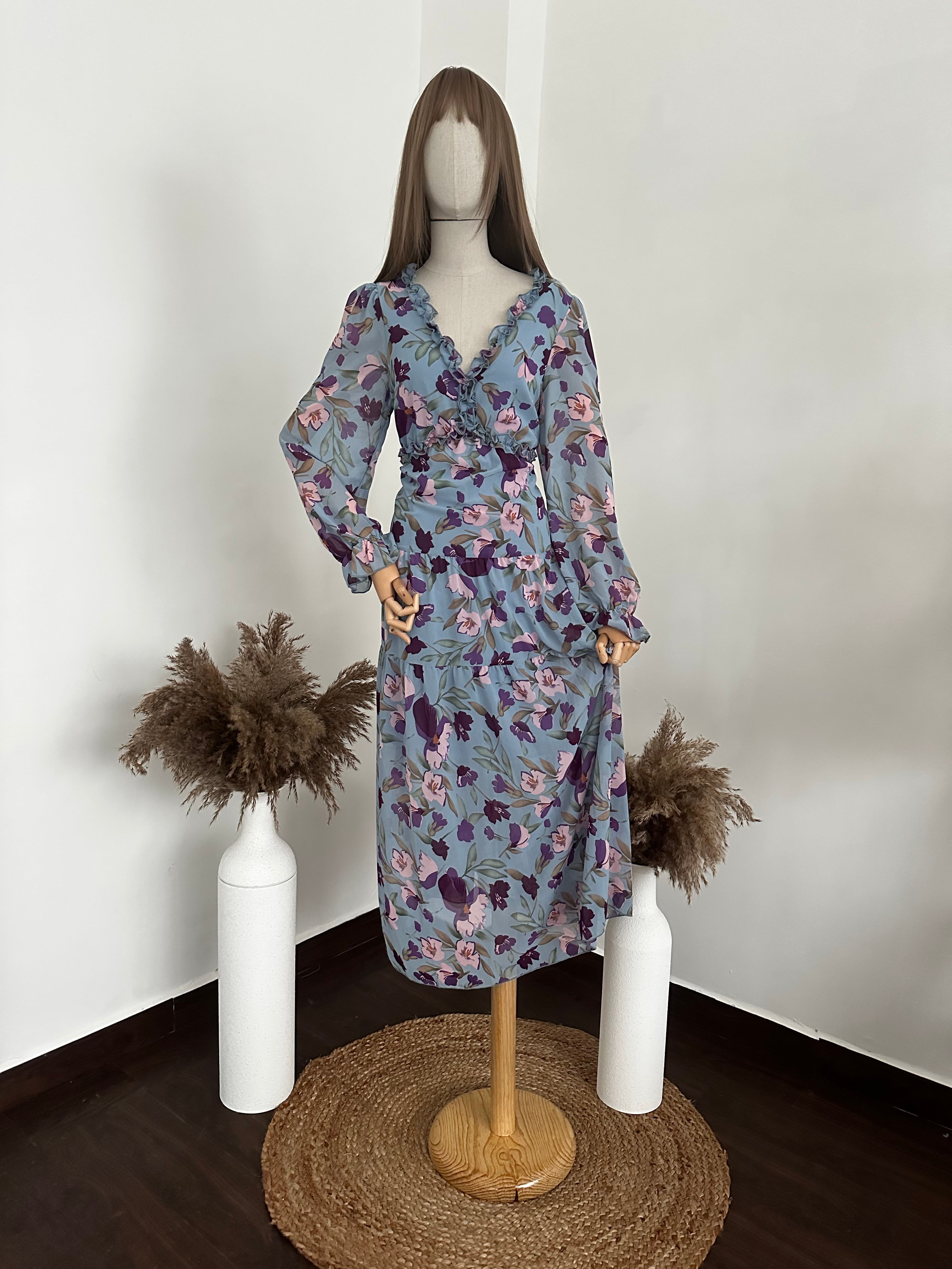 Vestido floral c/manga