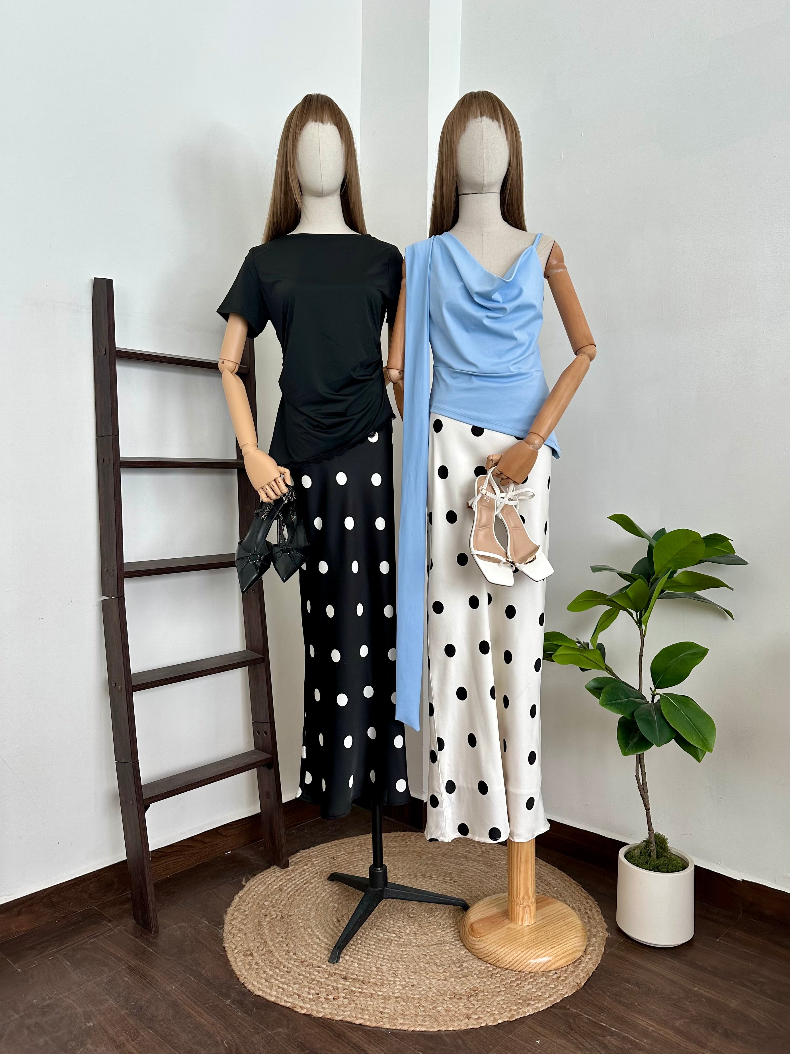 Falda larga polka