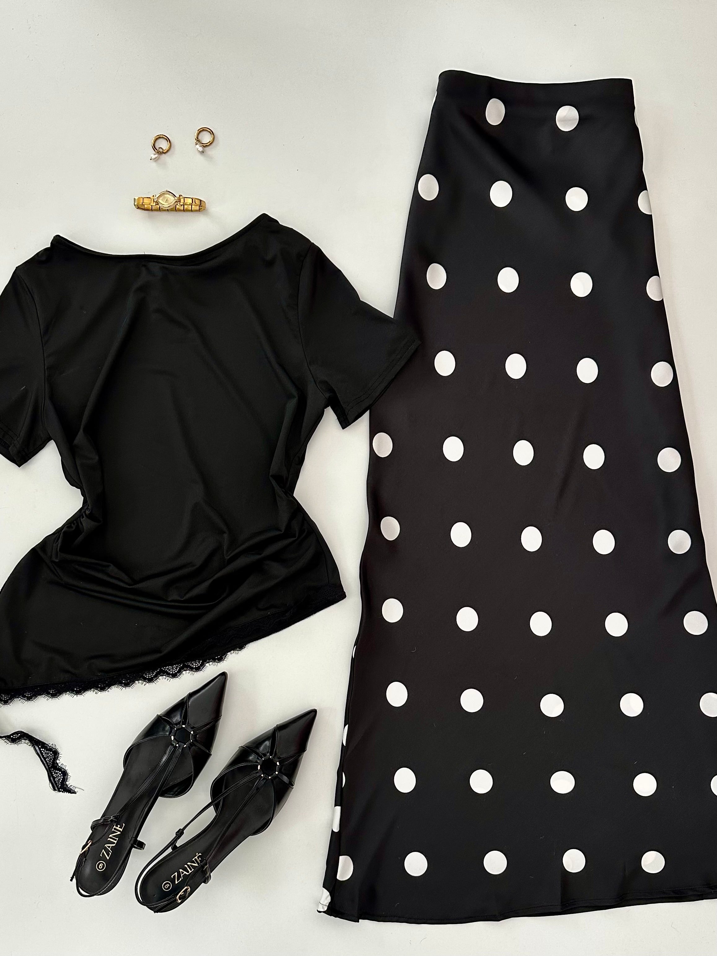 Falda larga polka
