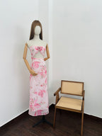 Vestido rosa strapless