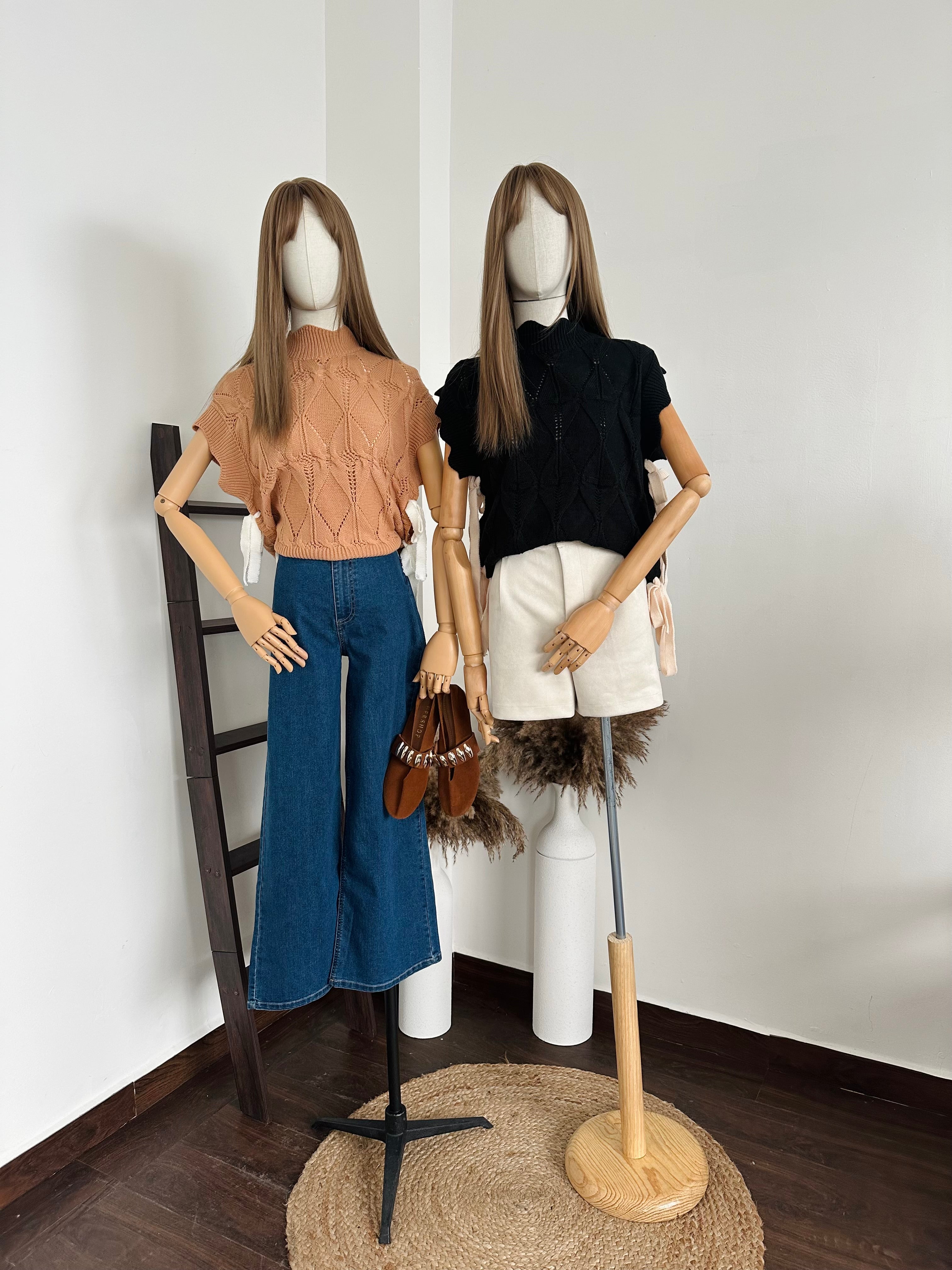 Chaleco tejido c/listones