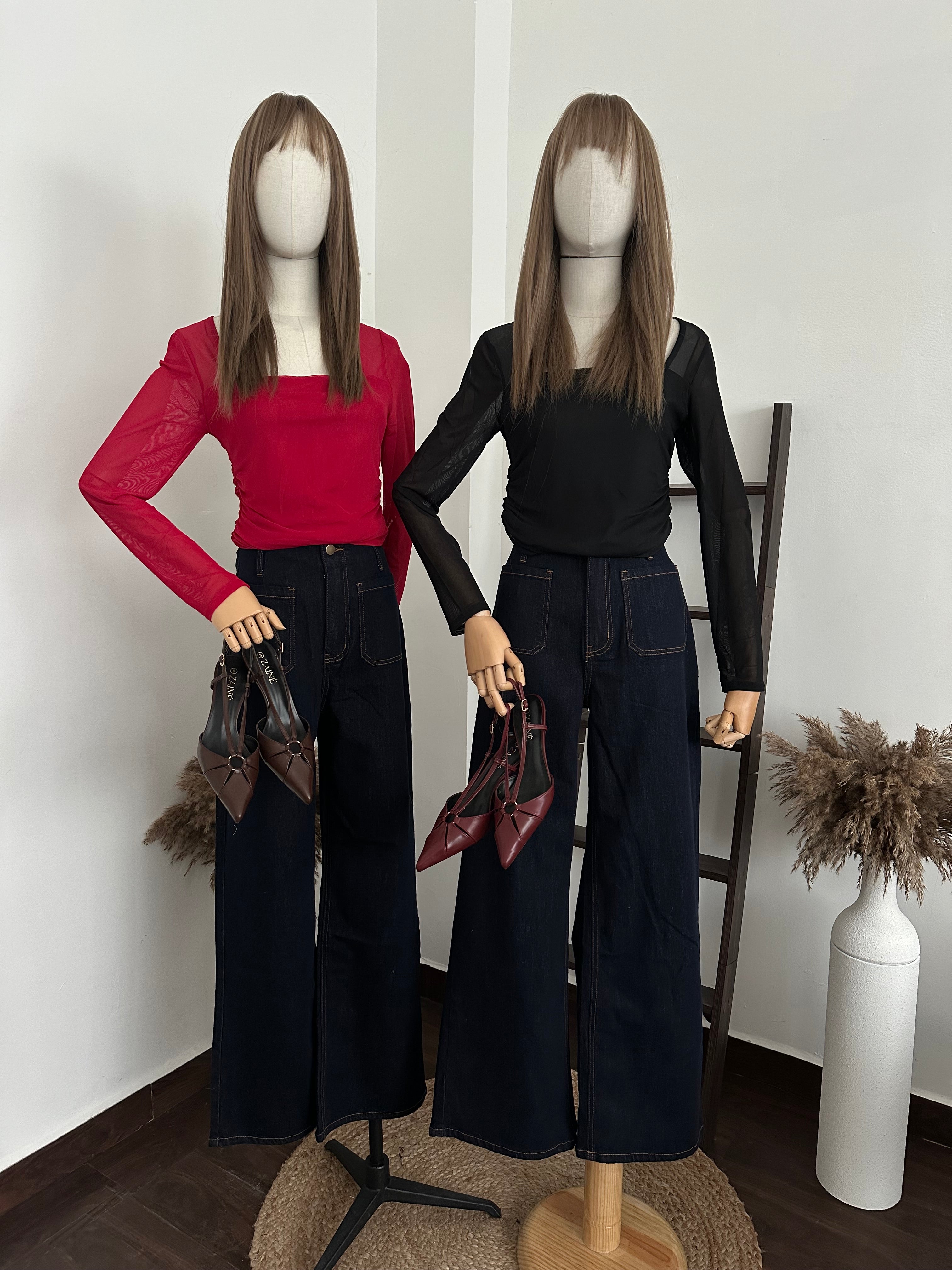 Blusa mesh manga larga