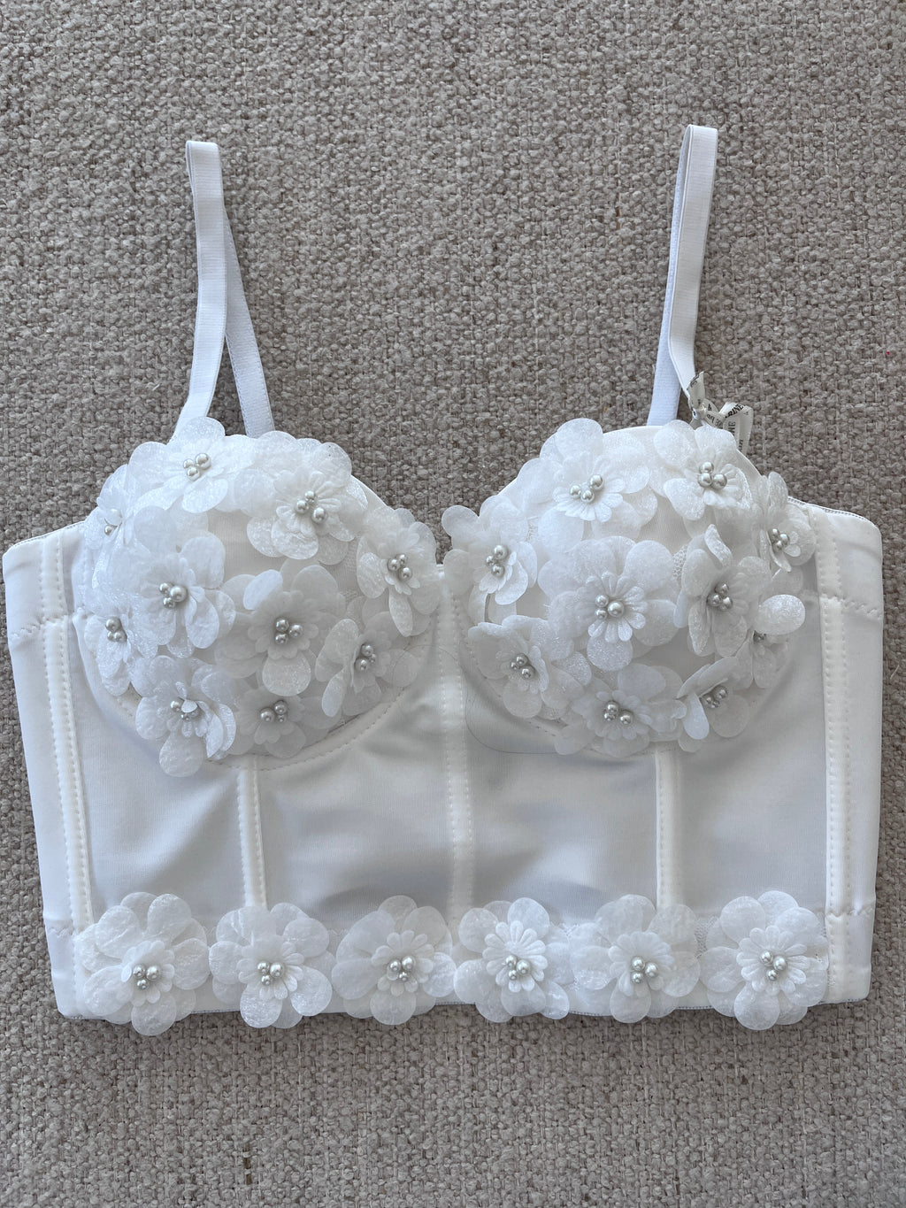 Corset floral c/perlas