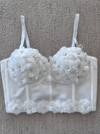 Corset floral c/perlas