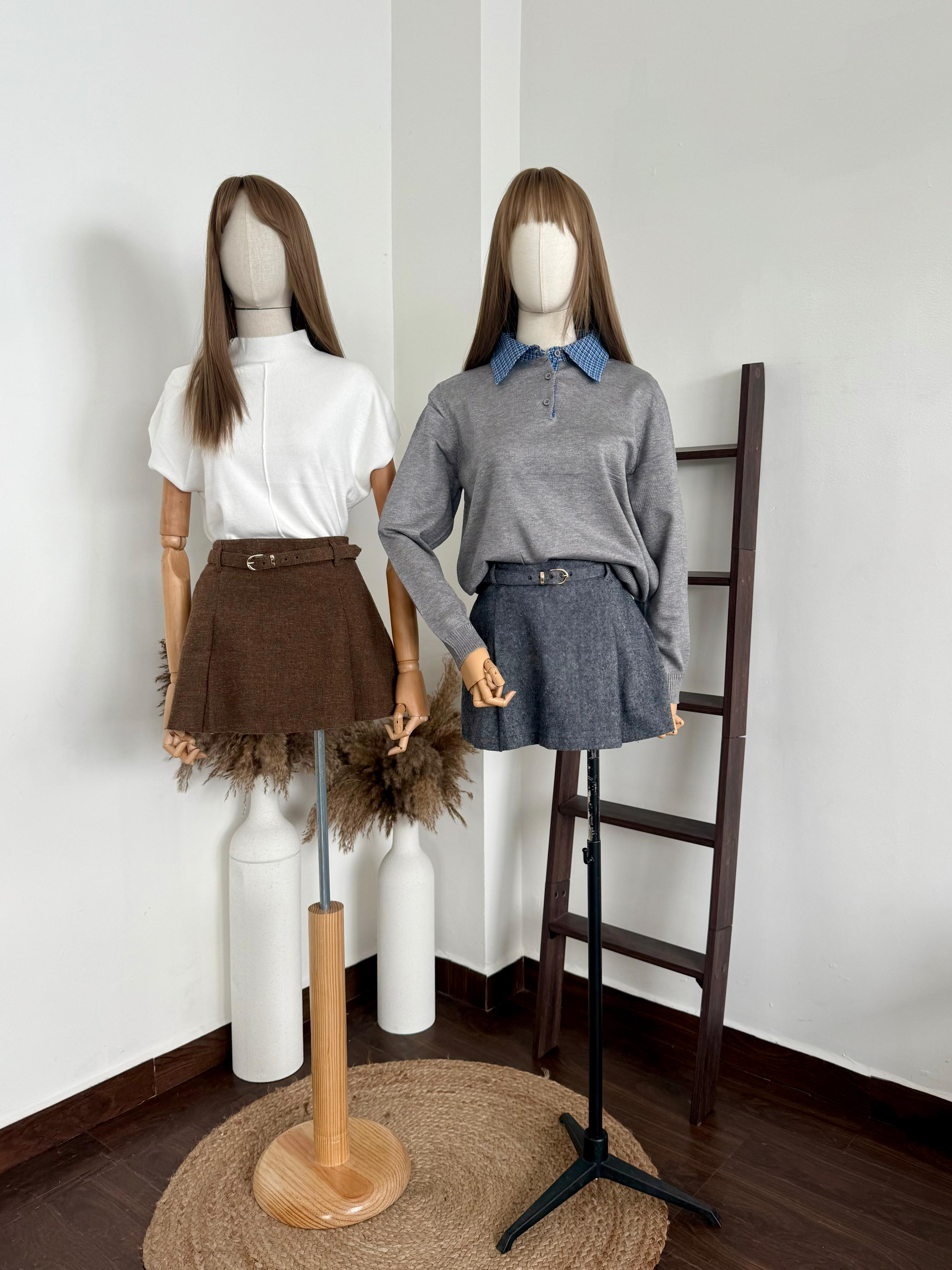 Falda tejida c/cinto