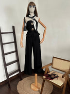 Conjunto strapless botones