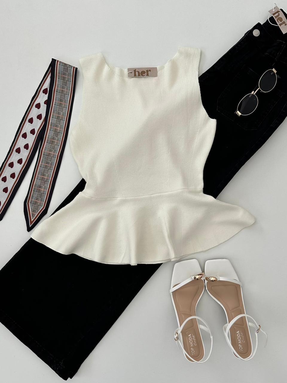 Blusa peplum de punto