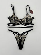 Set sheer mesh con bordado