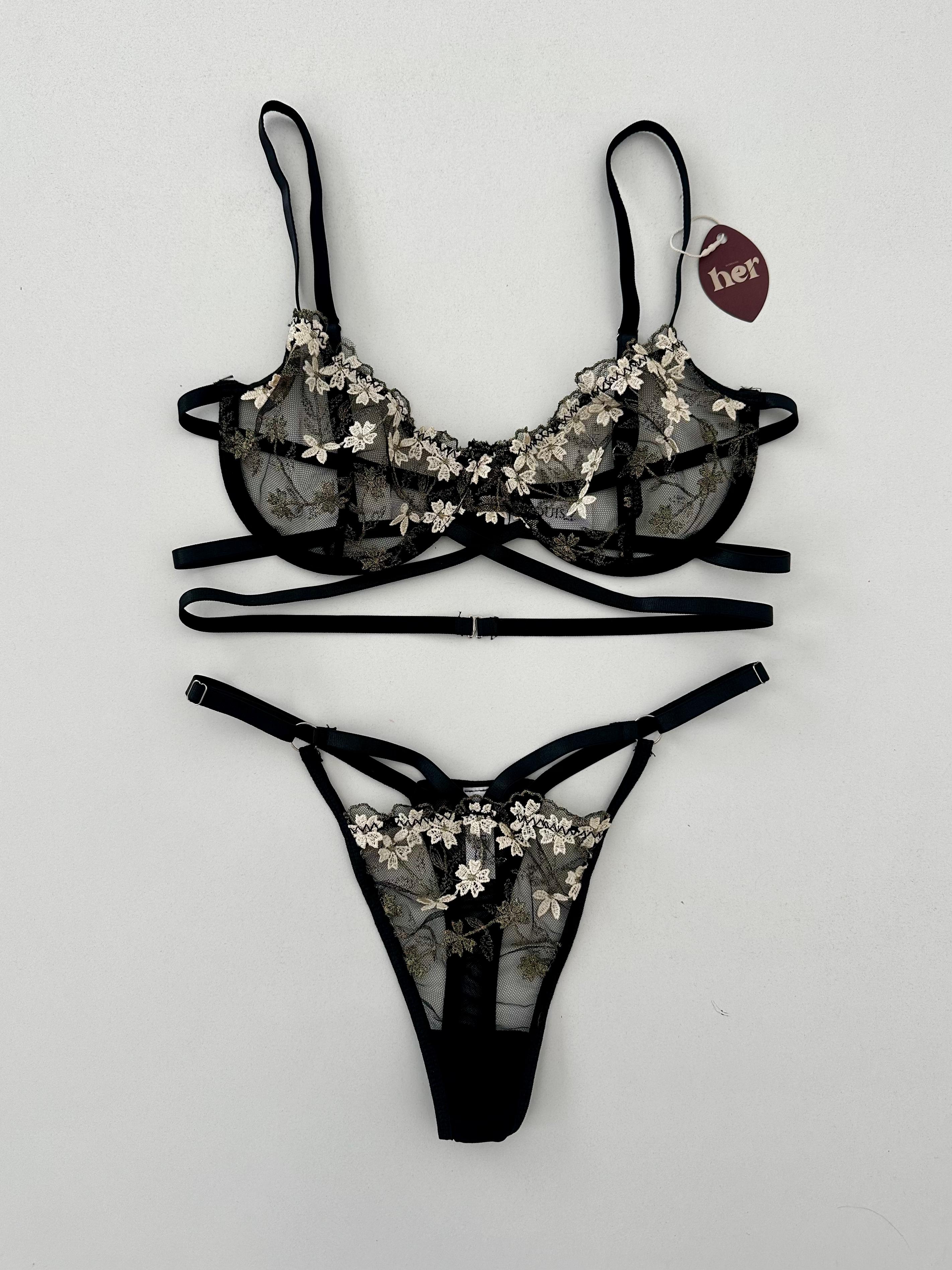 Set sheer mesh con bordado