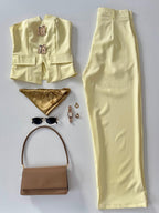 Conjunto strapless botones