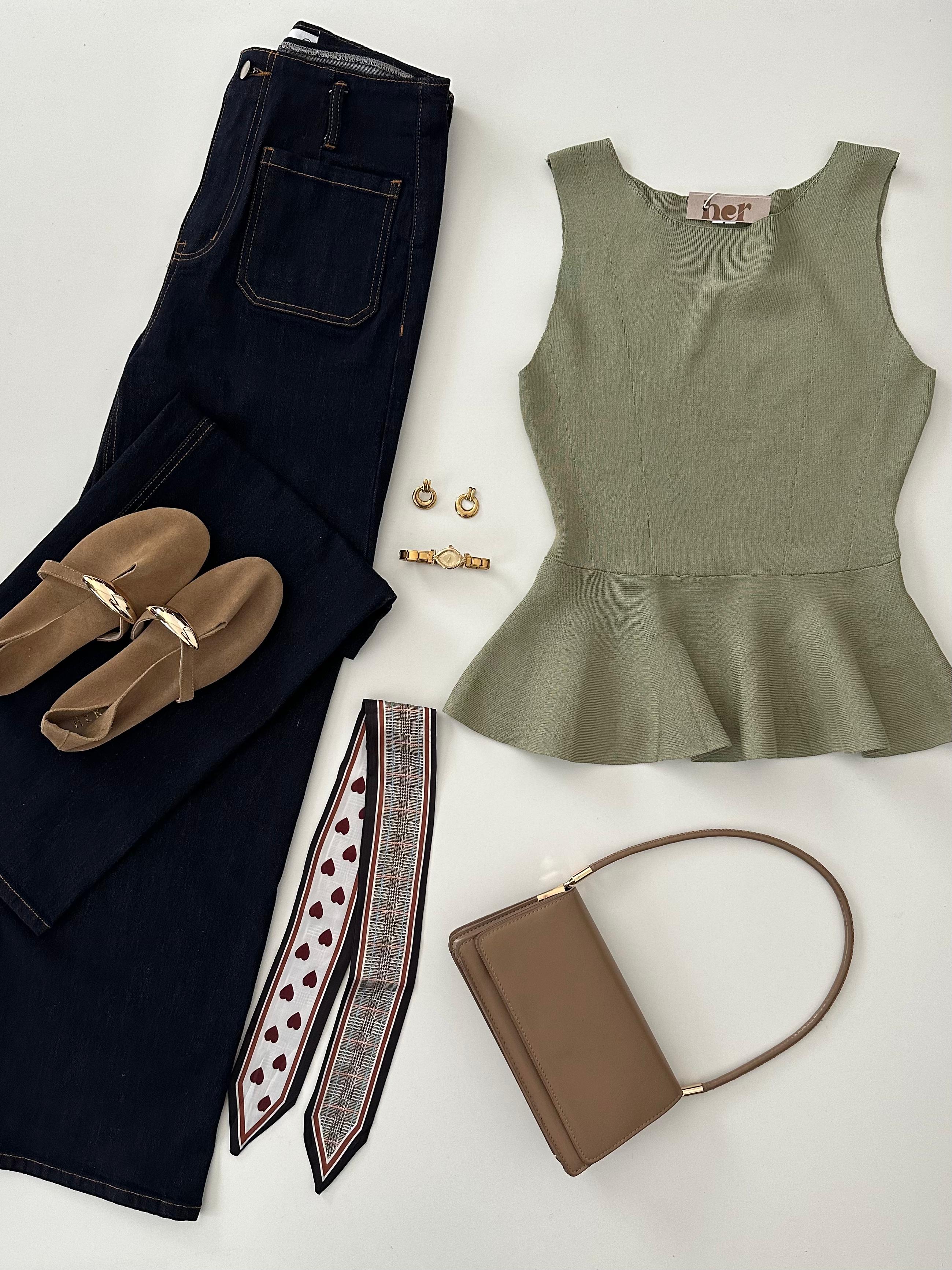Blusa peplum de punto
