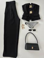 Conjunto strapless botones